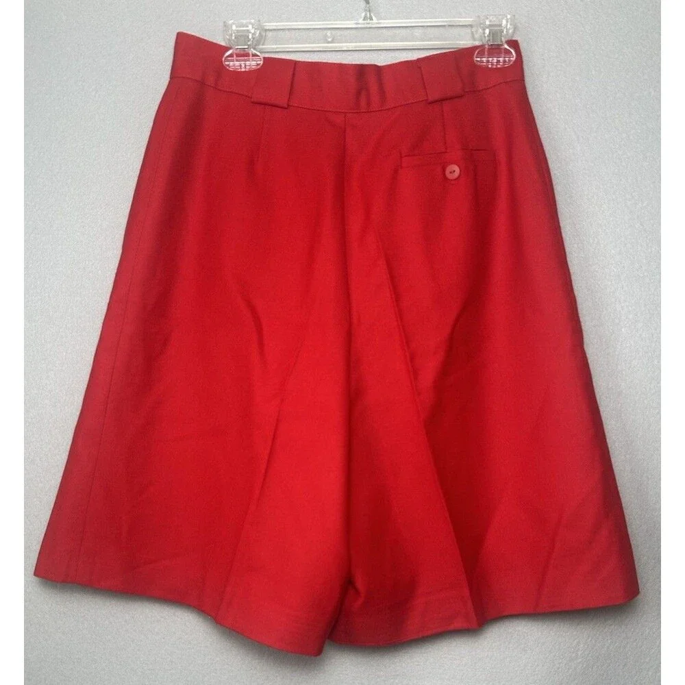 VTG Giorgio Sant'Angelo Shorts Womens Red Wool High Rise Pleated Bermuda Sz 12 - Picture 2 of 7